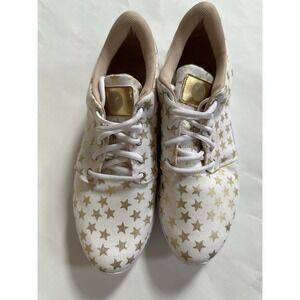 Inkkas Joggers Women's Sz 10 Athletic Sneakers Gold Metallic Stars Pattern Shoes